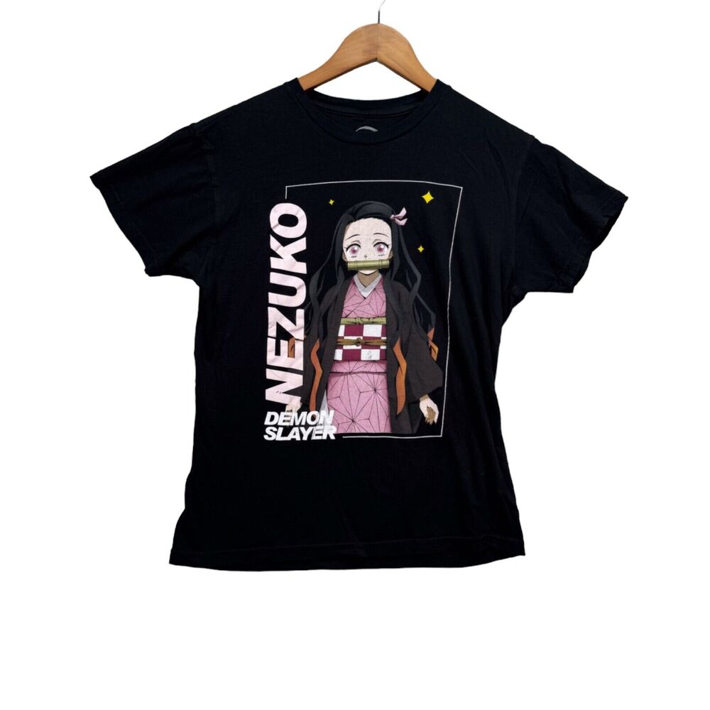 Demon Slayer Black Pink Nezuko Kamado Crew Neck Short Sleeve Men’s T Shirt SZ XS